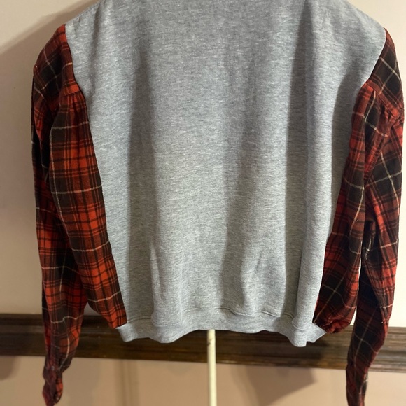 Upcycled Gray and Red Party Fowl Hoodie size xl - Picture 2 of 2